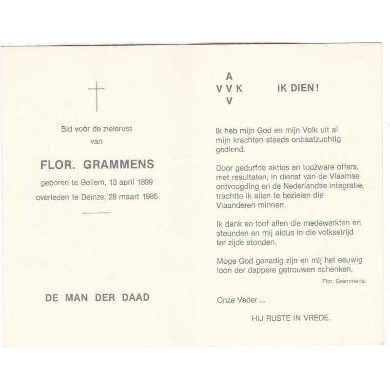 Flor Grammens, politicus, collaborateur 2e wereldoorlog 1985