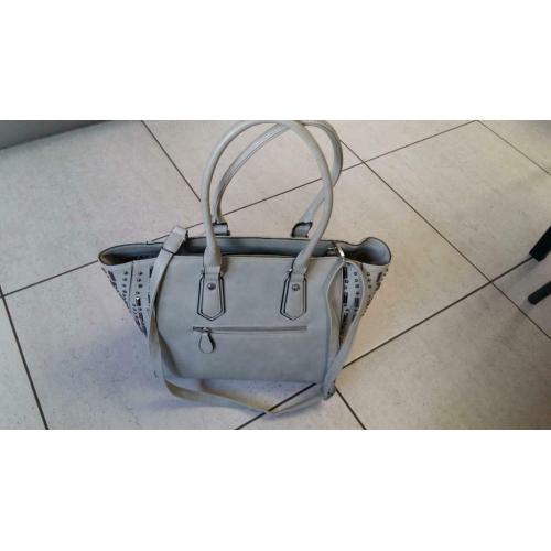 Sac à main simili cuir gris perle