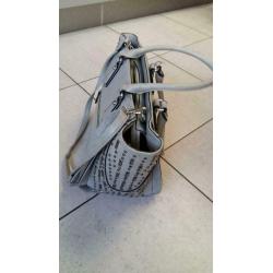 Sac à main simili cuir gris perle