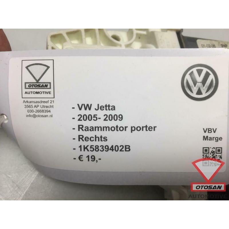 VW Jetta 2006 Raammotor Portier + Module Rechts 1K5839402B