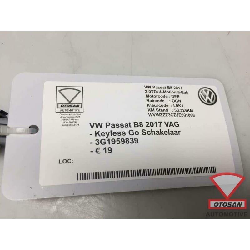 VW Passat B8 2017 Start Stop Schakelaar Keyless 3G1959839