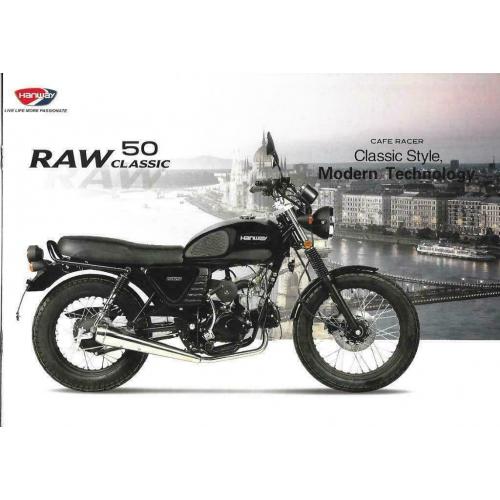 HANWAY RAW cafe racer B klasse mat zwart nieuwe brommer