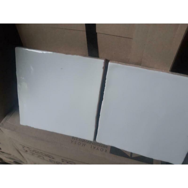 60 stuks witte handmade wandtegels 13x13cm